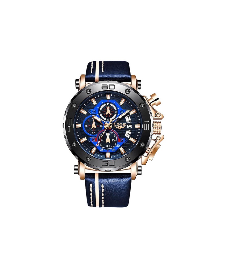 Montre LIGE 9996 Bleu & Or