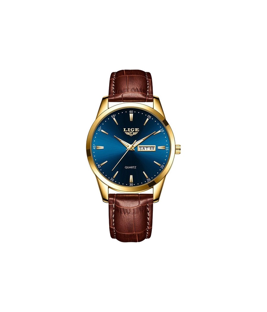 Montre LIGE 8970 Bleu & Or