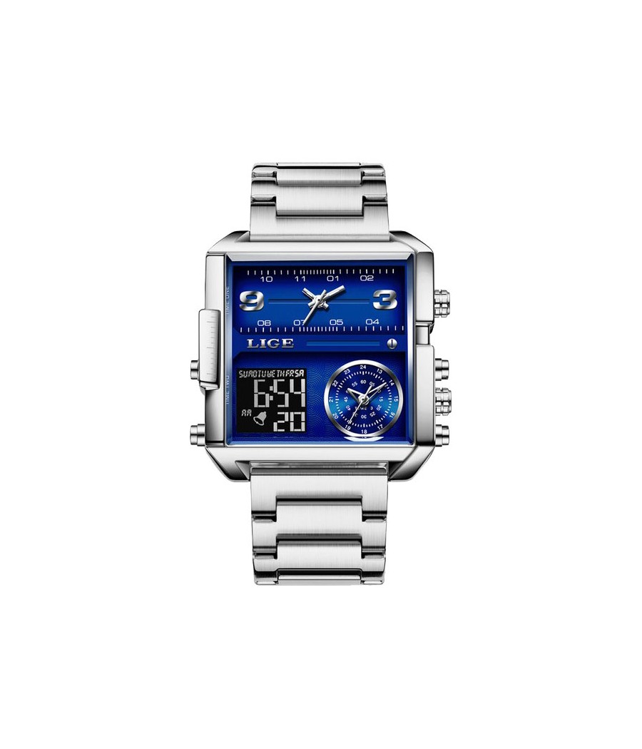 Montre LIGE 8925 Bleu & Argent