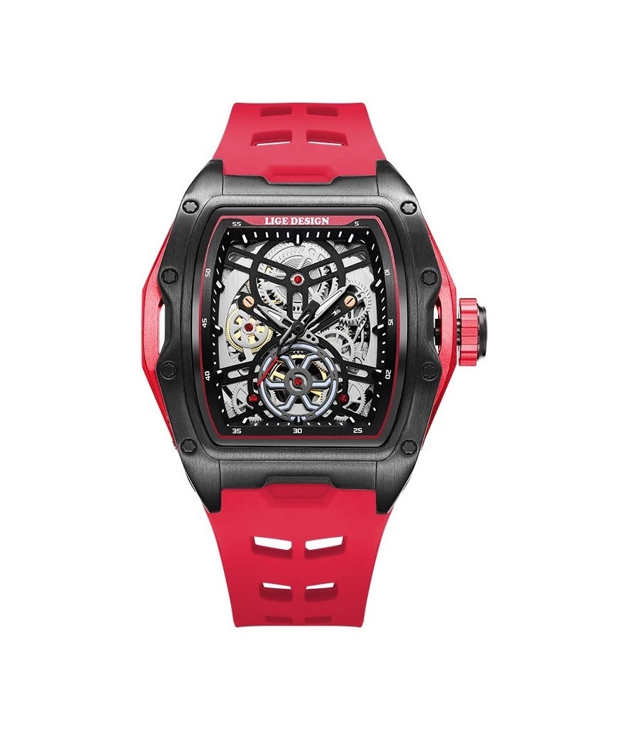 Montre LIGE Motor - Rouge &...