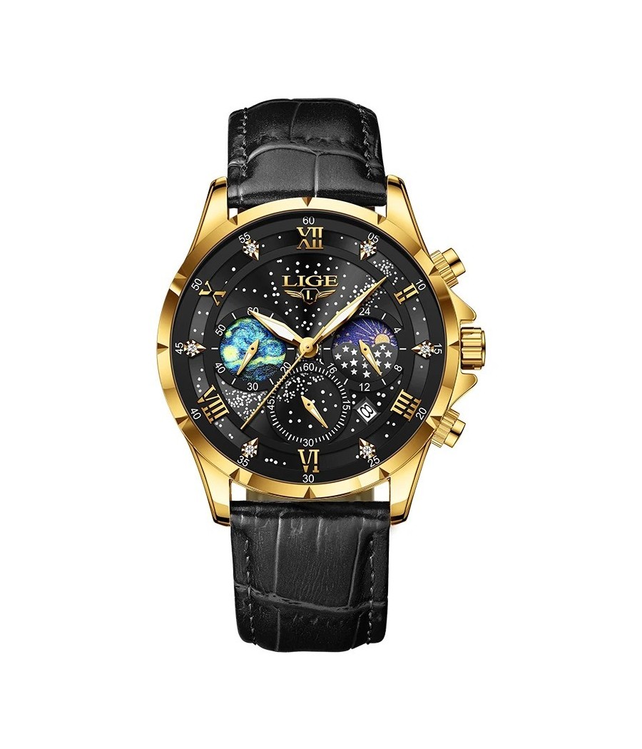 Montre LIGE Myriad - Noir & Or