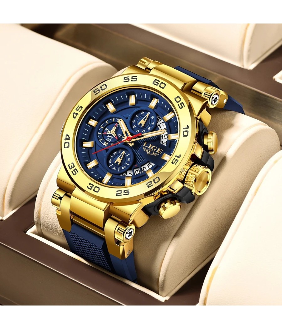 Montre LIGE Era - Bleu & Or