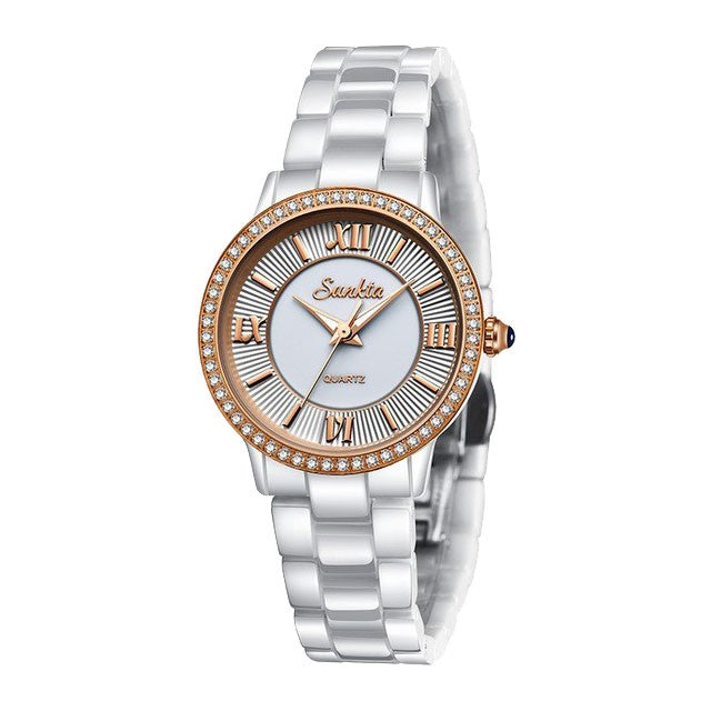 Montre SUNKTA 6613 Blanc & Or