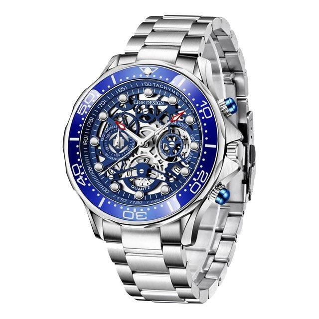 Montre LIGE 8948 Bleu & Argent