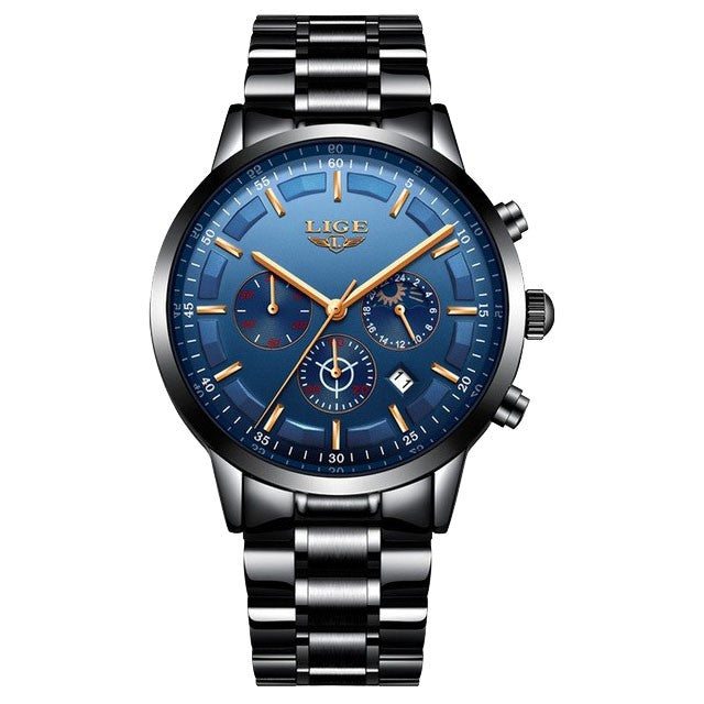 Montre LIGE 9877 Bleu & Or