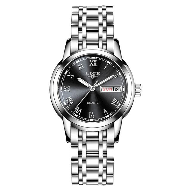 Montre LIGE 10007 Noir & Argent