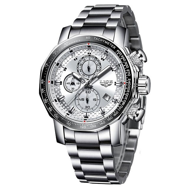 Montre LIGE 9902 Blanc & Argent