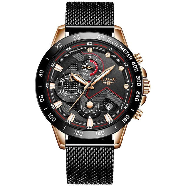 Montre LIGE 9929 Noir & Or