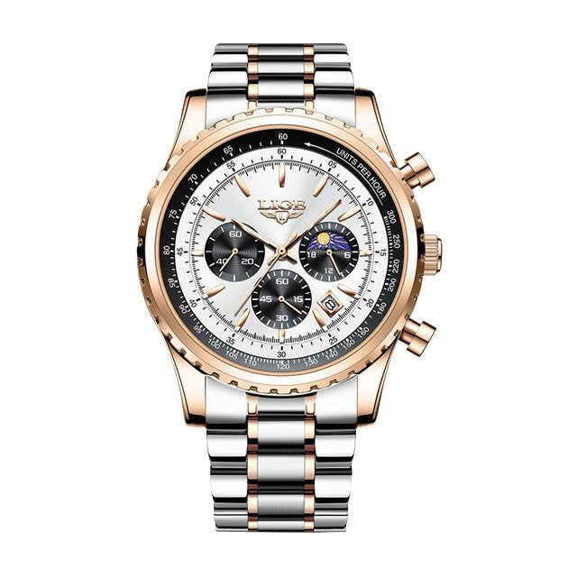 Montre LIGE 8989 Blanc & Or