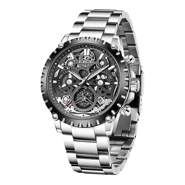 Montre LIGE 8950 Noir & Argent