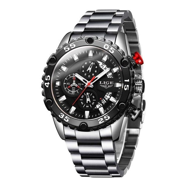 Montre LIGE 10027 Noir & Argent