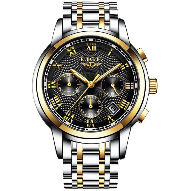 Montre LIGE 9849 Noir & Or