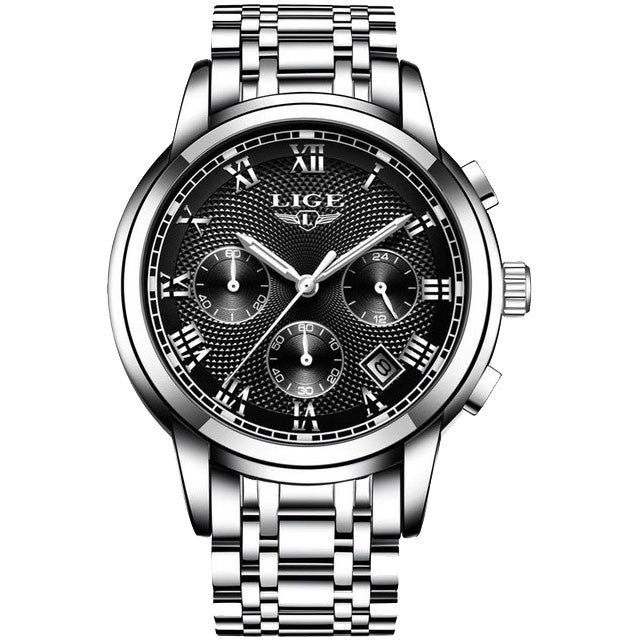 Montre LIGE 9849 Noir & Argent
