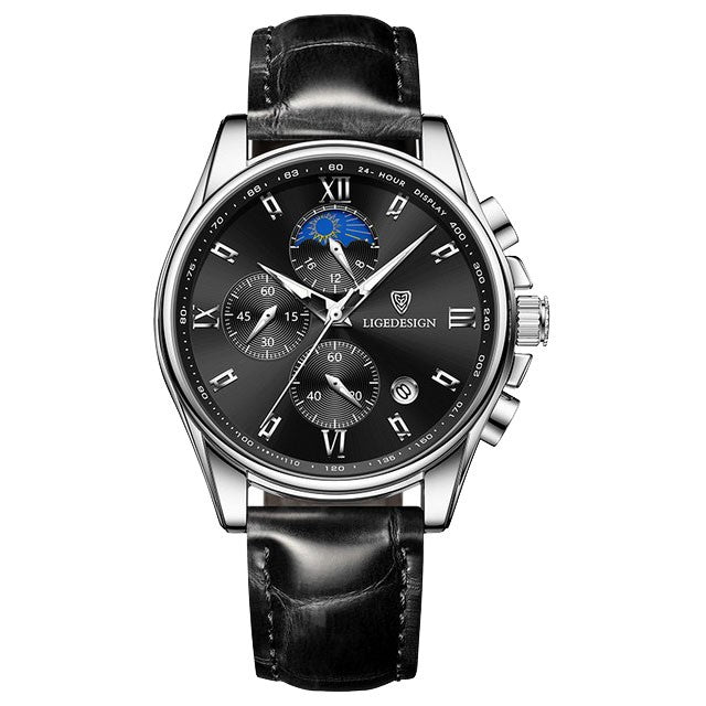 Montre LIGE 8951 Noir & Argent