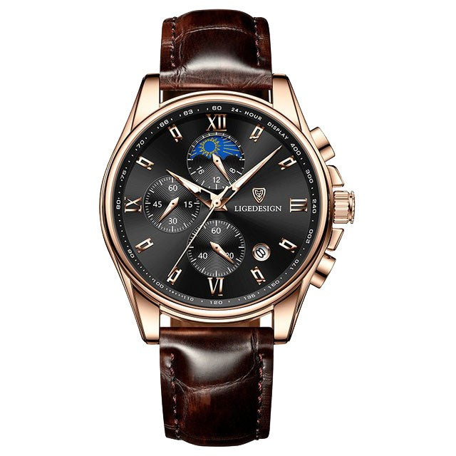 Montre LIGE 8951 Noir & Or