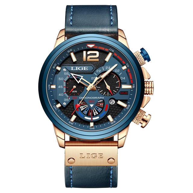 Montre LIGE 8959 Bleu & Or