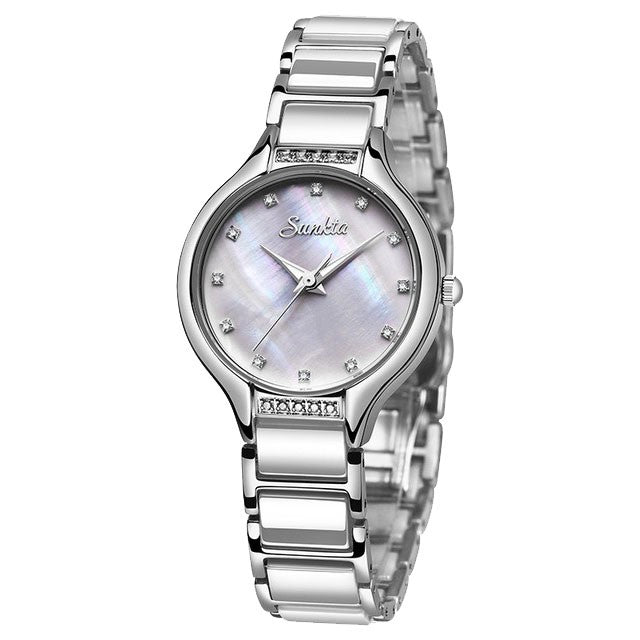 Montre SUNKTA 6608 Blanc & Argent