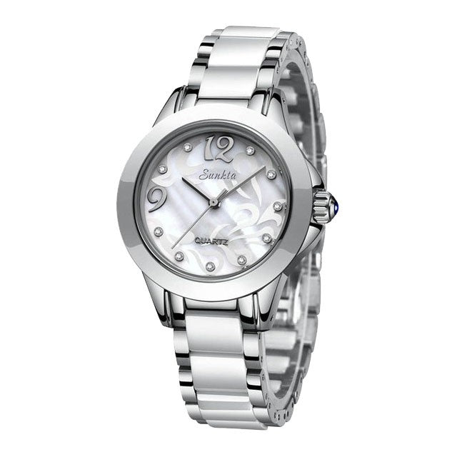 Montre SUNKTA 6603 Blanc & Argent