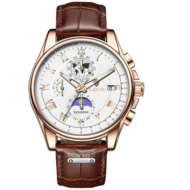 Montre LIGE 8975 Blanc & Or