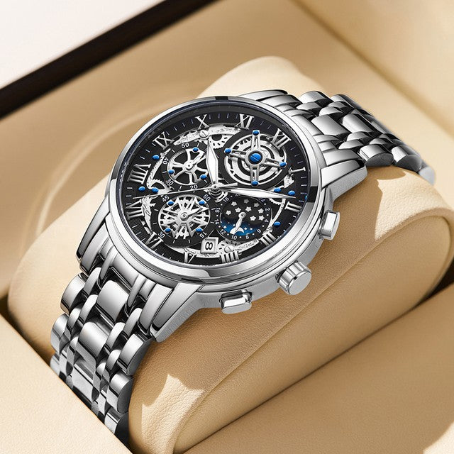 000 Montre LIGE 8973 Blanc & Argent